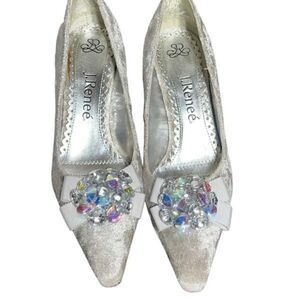 J Renee Alexis Jeweled Velvet Pumps Wedding Shoes Size 5